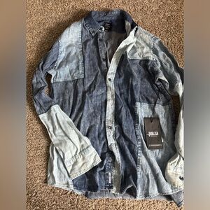 Publish Denim Patchwork Button Up Size Large